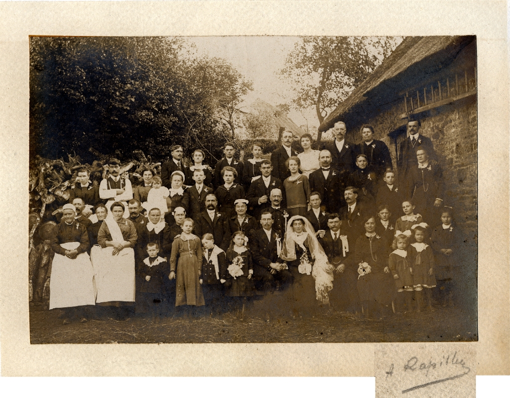 19300000c SAVARY MARRIAGE at COLOMBIER PONT-FARCY (Parents of Roger Savary. Calambieu farm visible beyond).jpg